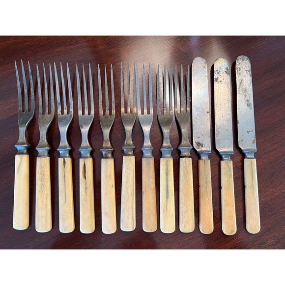 Vintage Antique Fork and Knife Set Primitive Kitchen - Picture 1 of 11